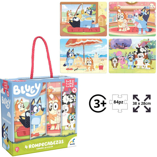 Rompecabezas Bluey 4 en 1 - 12, 24 y 36 Piezas