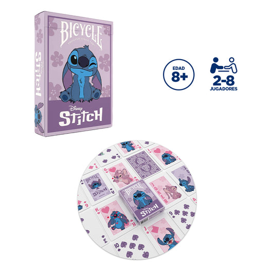 Baraja Bicycle Coleccionable Disney Stitch Purple 54 Cartas