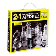 Ajedrez y Damas Inglesas con Tablero de Cristal