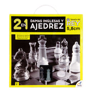 Ajedrez y Damas Inglesas con Tablero de Cristal
