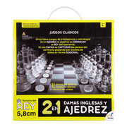 Ajedrez y Damas Inglesas con Tablero de Cristal