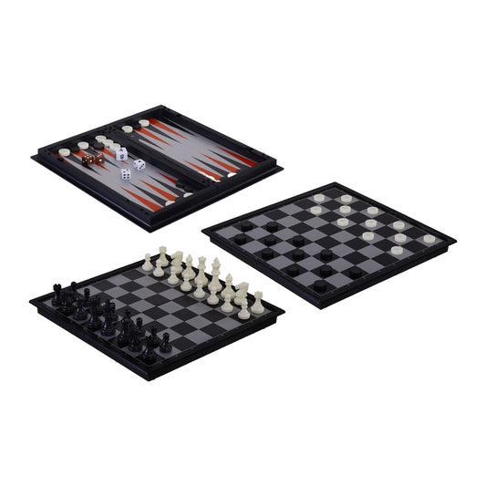 3 en 1 Magnético Ajedrez, Damas y Backgammon