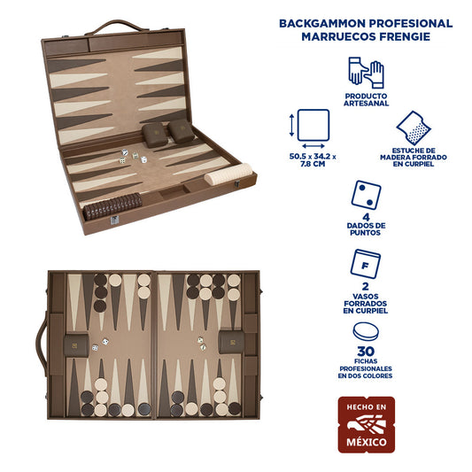 Backgammon Profesional Frengie Marruecos | Juego de Lujo Artesanal