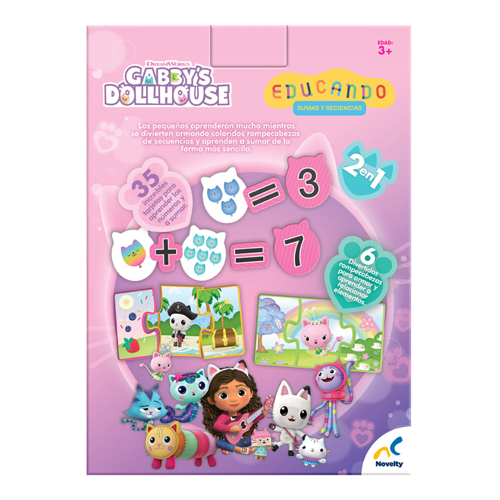 Juego de mesa preescolar educando: Sumas y secuencias Gabby´S Doll House