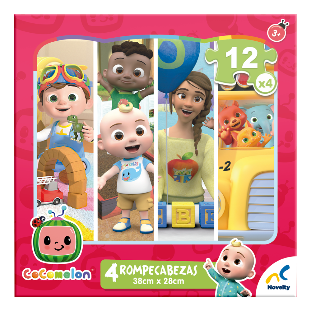 Rompecabezas 4 en 1 Cocomelon, 12 Piezas c/u