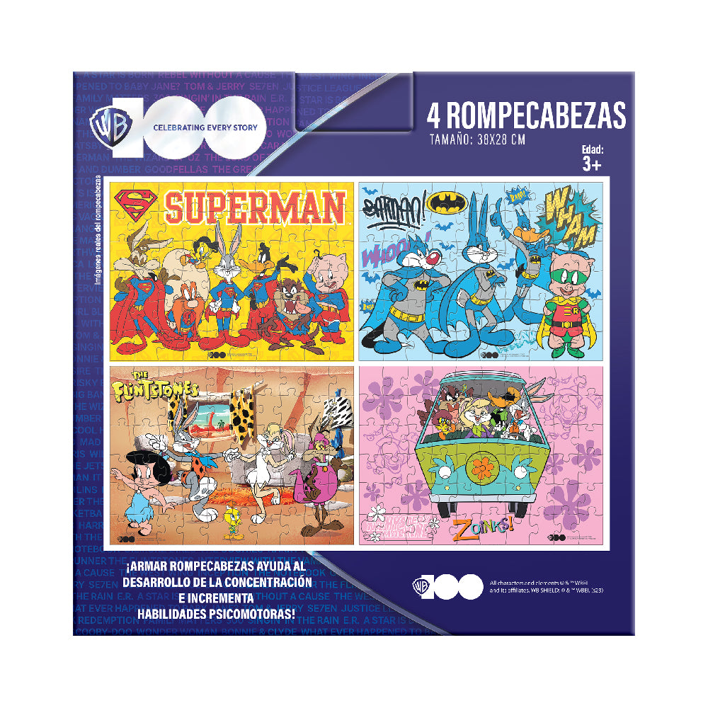 Rompecabezas 4 En 1 Warner 100 años
