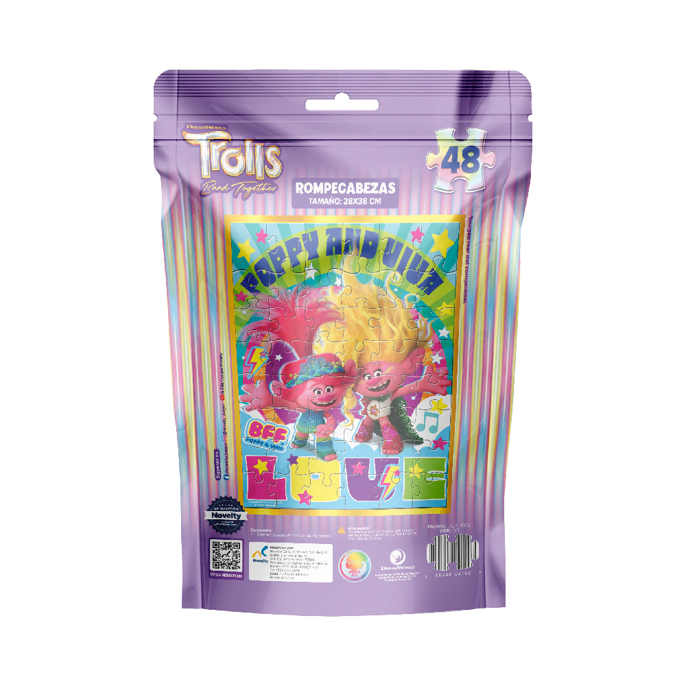 Rompecabezas Trolls 3 bolsa 48pz