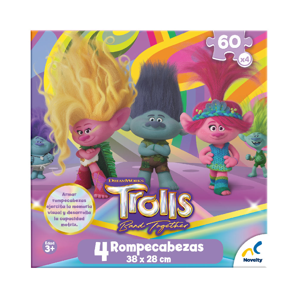 Rompecabezas infantil 4 en 1 Trolls 3