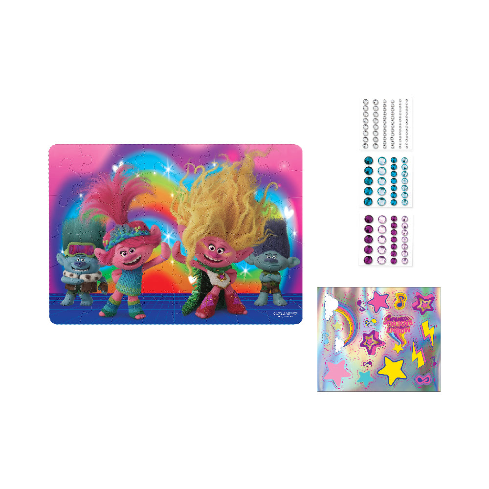 Rompecabezas Infantil Brillos y Destellos Trolls 3 48pz