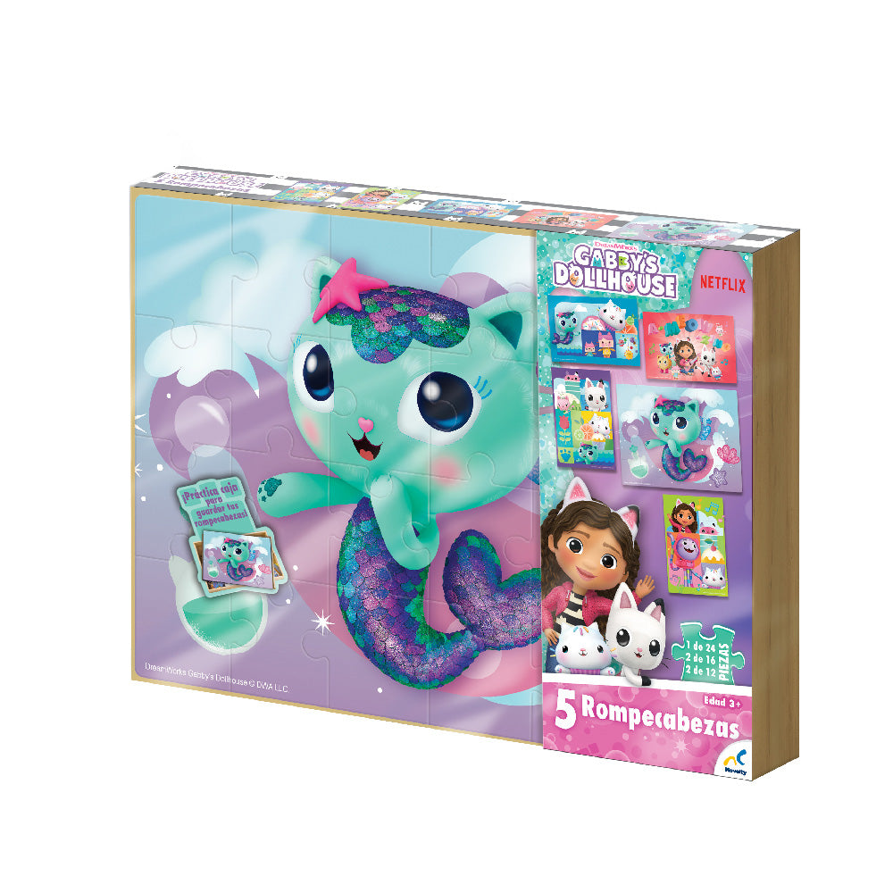 Rompecabezas 5 En 1 Gabby'S Dollhouse Caja De Madera
