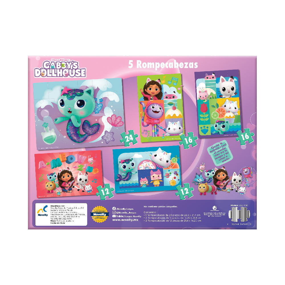 Rompecabezas 5 En 1 Gabby'S Dollhouse Caja De Madera
