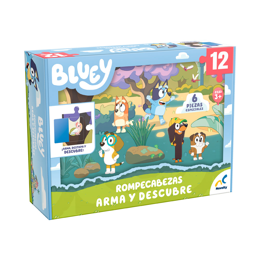 Rompecabezas Infantil de Bluey Arma Y Descubre 12 Piezas – Novelty