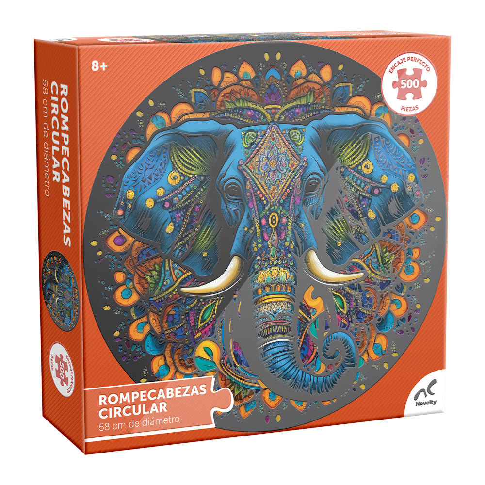 Rompecabezas Circular Barnizado Elefante 500 Piezas Novelty Corp