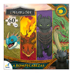 Rompecabezas Cómo Entrenar a tu Dragón – Set 4 en 1 (60 piezas)- Novelty