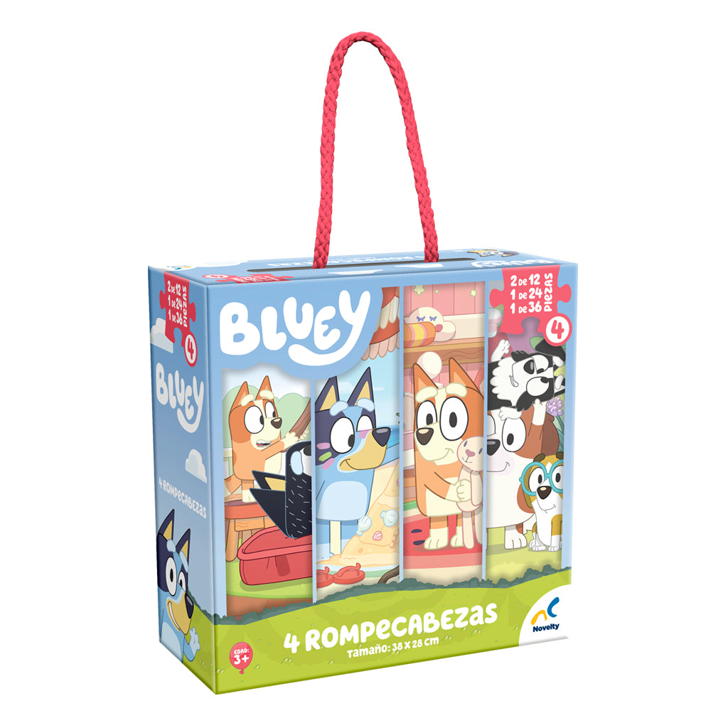 Rompecabezas Bluey 4 en 1 | 12, 24 y 36 Piezas – Novelty Corp.