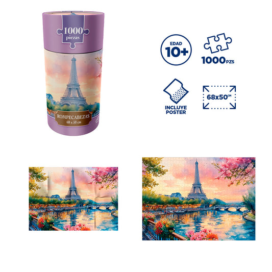 Rompecabezas Primavera En Paris 1000 Piezas Clindro Novelty