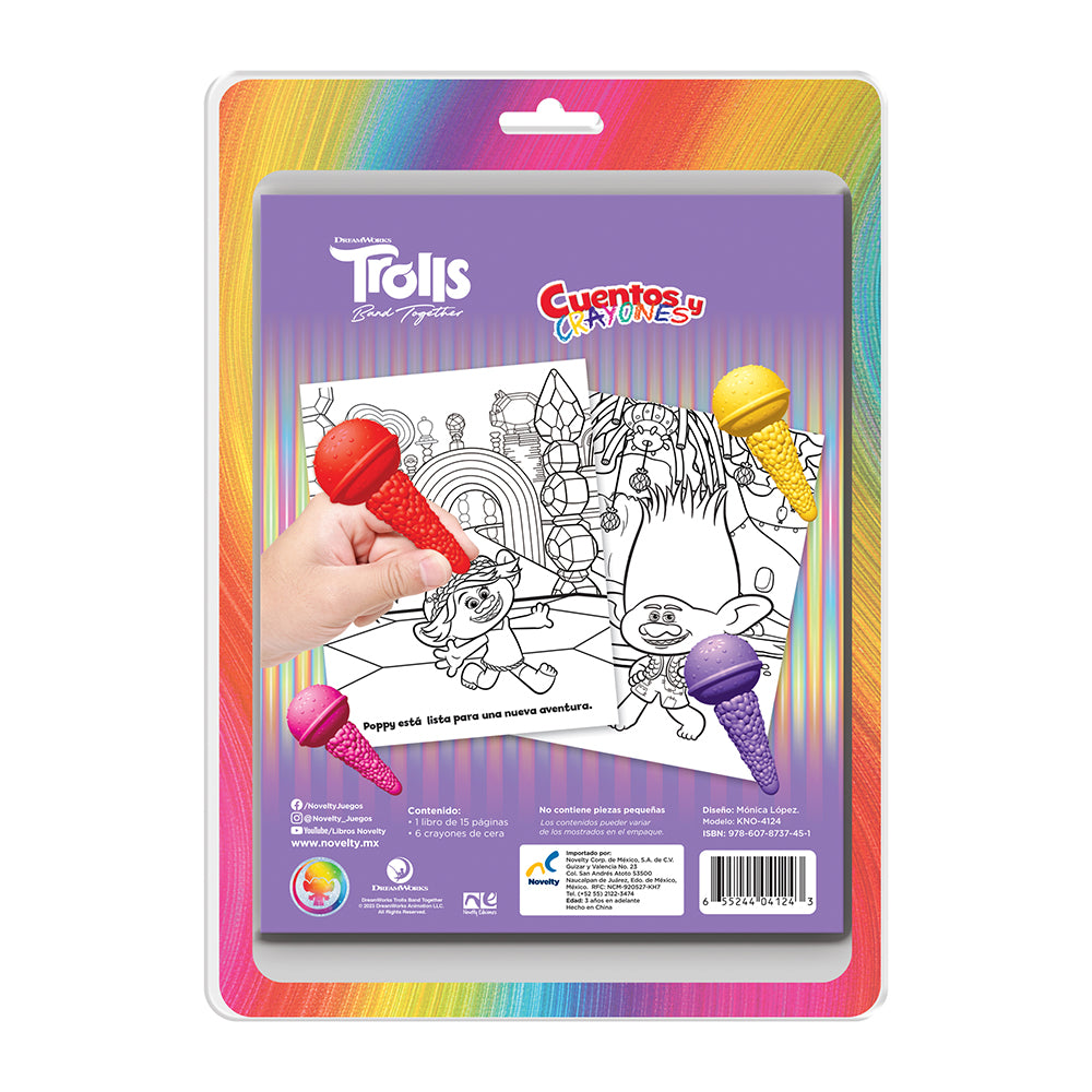 Libro Infantil Cuentos y Crayones Trolls 3