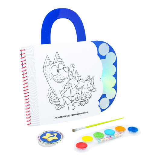 Bluey Acuarelas | Set para Pintar con 15 Hojas y 6 Acuarelas | Novelty