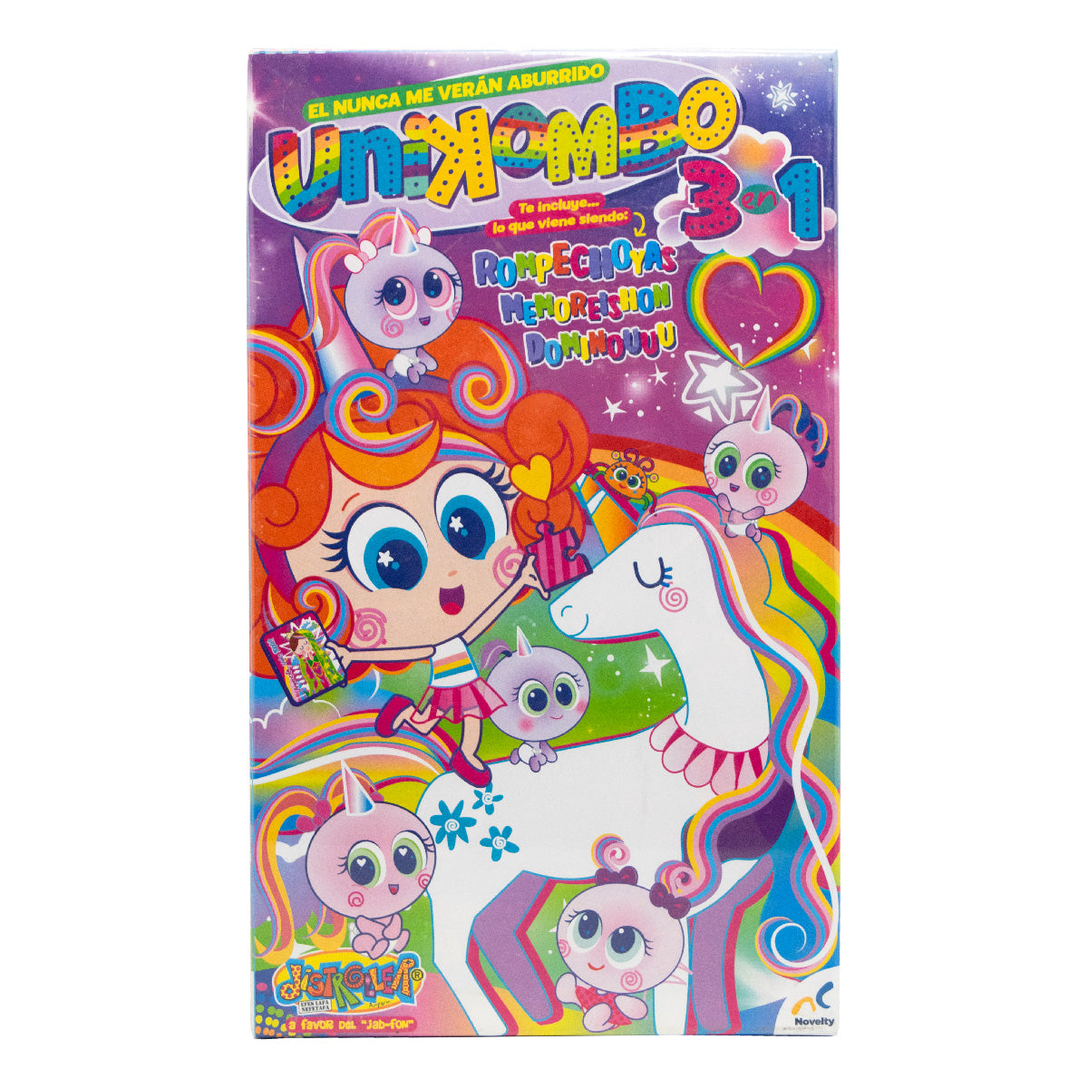 Set de juegos 3 en 1 memoria, domino y rompecabezas distroller caja de carton