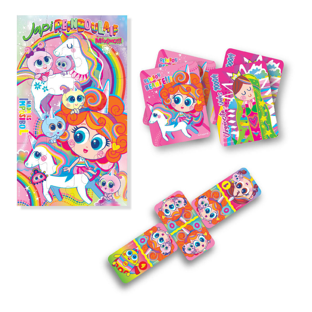 Set de juegos 3 en 1 memoria, domino y rompecabezas distroller caja de carton
