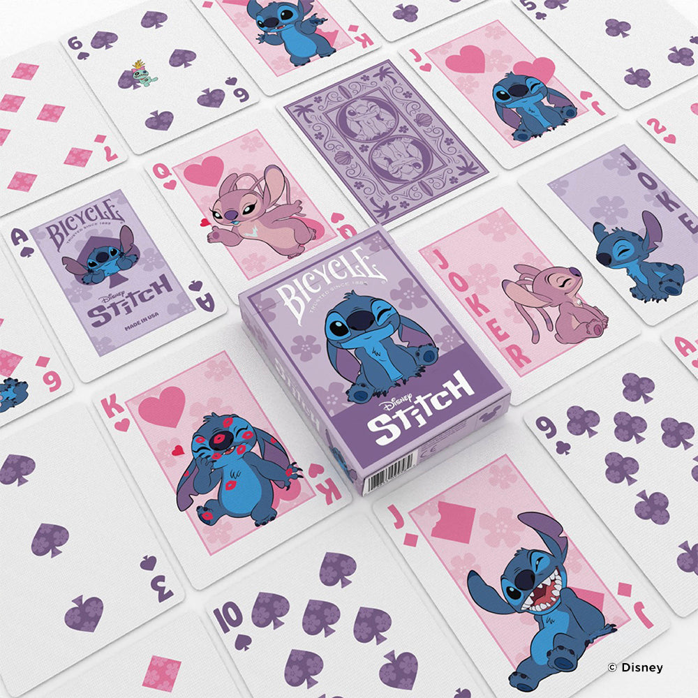 Baraja Bicycle coleccionable Disney Stitch Purple 54 cartas