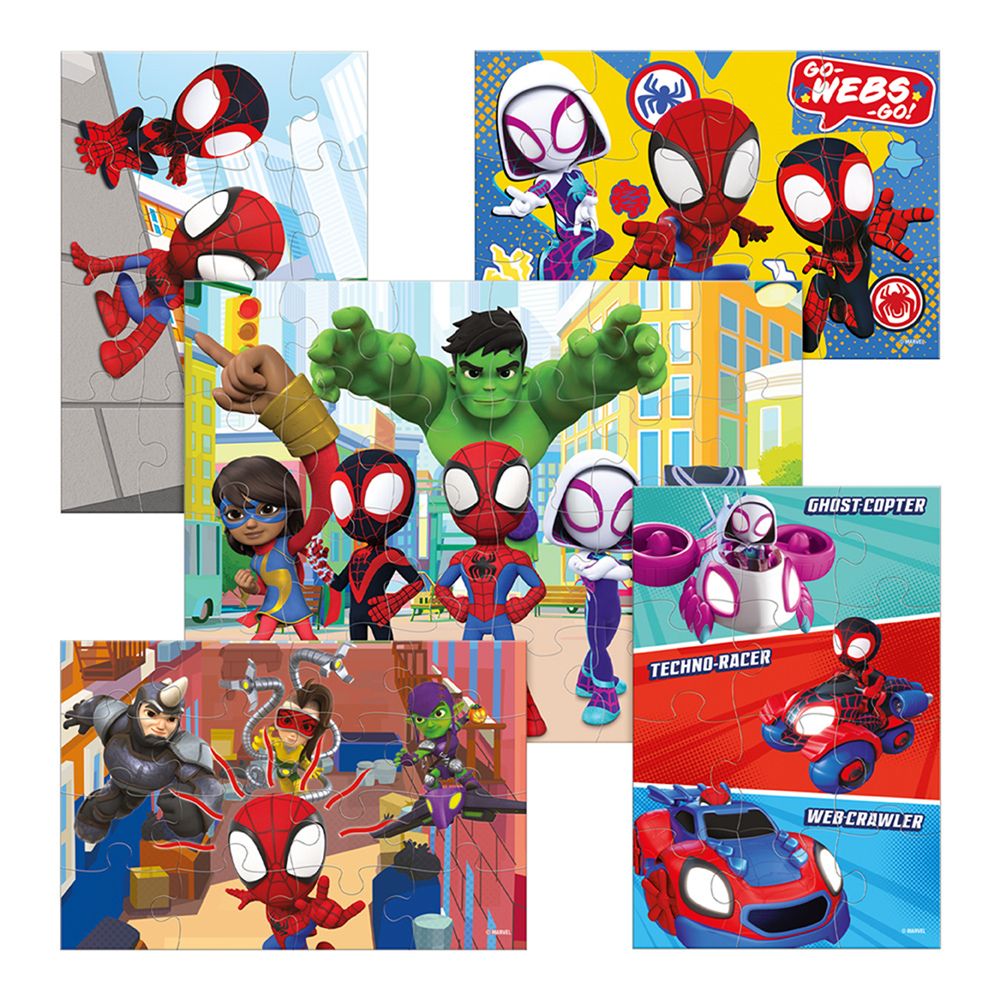 Rompecabezas 5 en 1 Spidey de Madera | Juegos Educativos Marvel para Niños