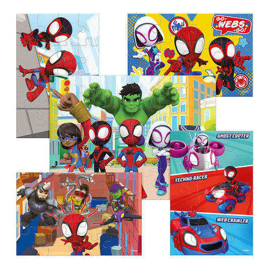 Rompecabezas 5 en 1 Spidey de Madera | Juegos Educativos Marvel para Niños