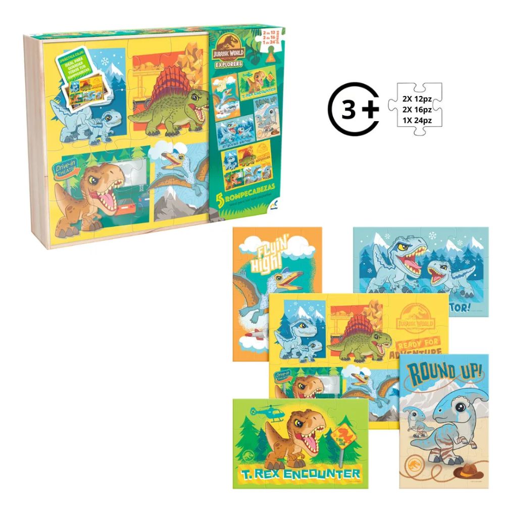 Rompecabezas 5 en 1 de Jurassic World para Niños Novelty