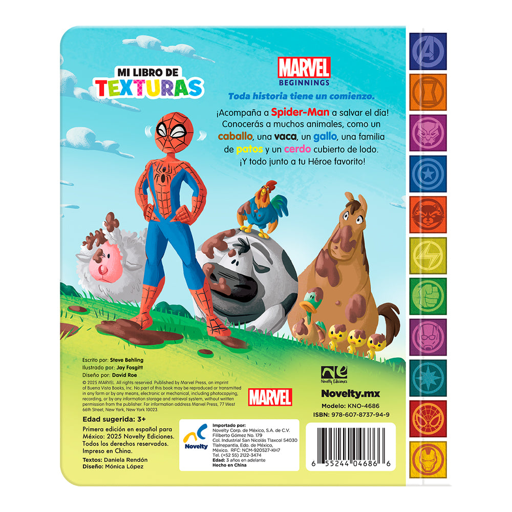 Libro Spider-Man de Texturas | Libro Sensorial Infantil Marvel Novelty