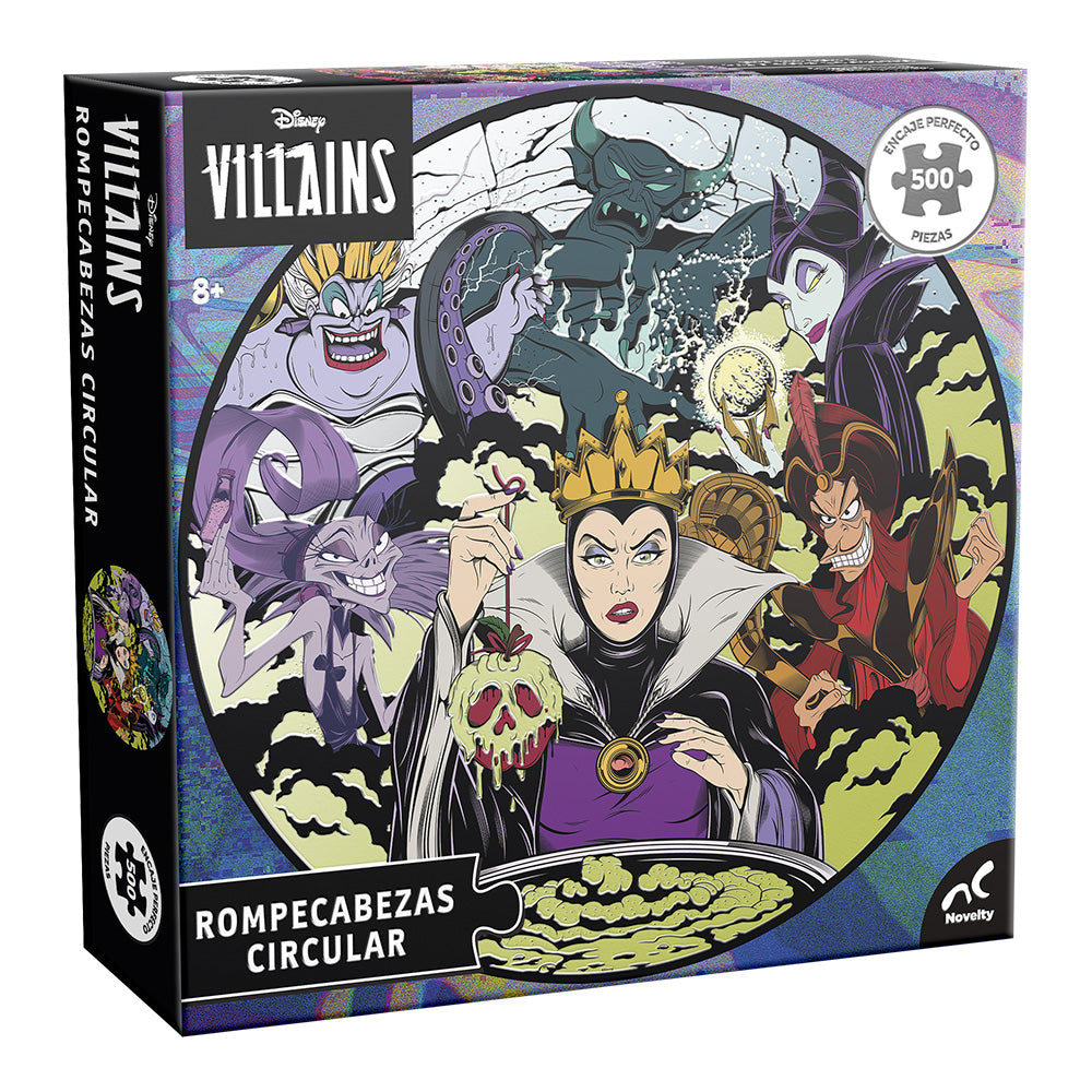 Rompecabezas Circular Barnizado Villanos Disney 500 Piezas Caja De Carton