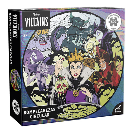 Rompecabezas Circular Barnizado Villanos Disney 500 Piezas Caja De Carton