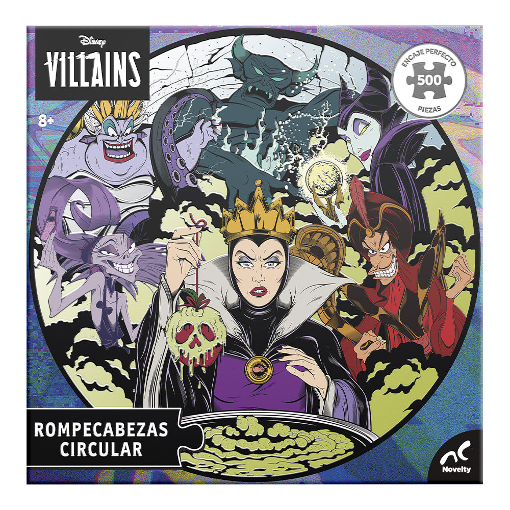 Rompecabezas Circular Barnizado Villanos Disney 500 Piezas Caja De Carton