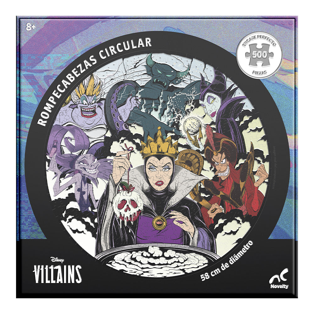 Rompecabezas Circular Barnizado Villanos Disney 500 Piezas Caja De Carton