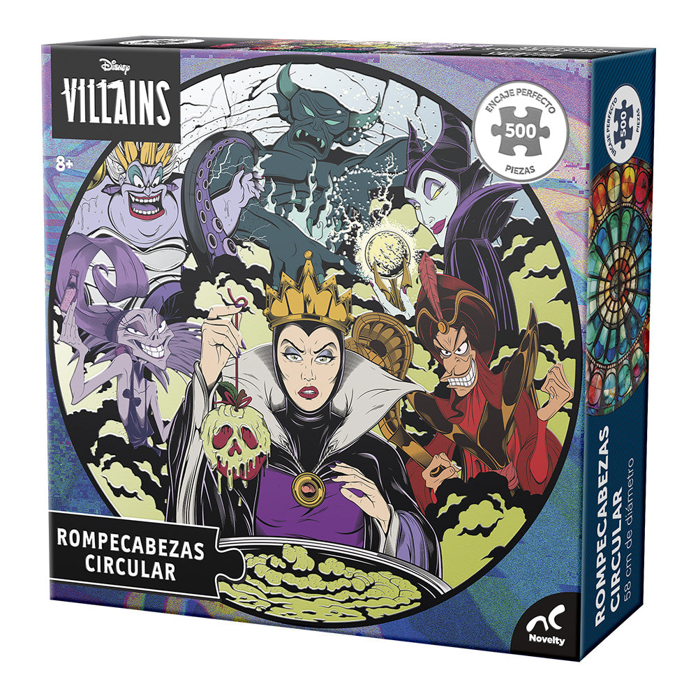 Rompecabezas Circular Barnizado Villanos Disney 500 Piezas Caja De Carton