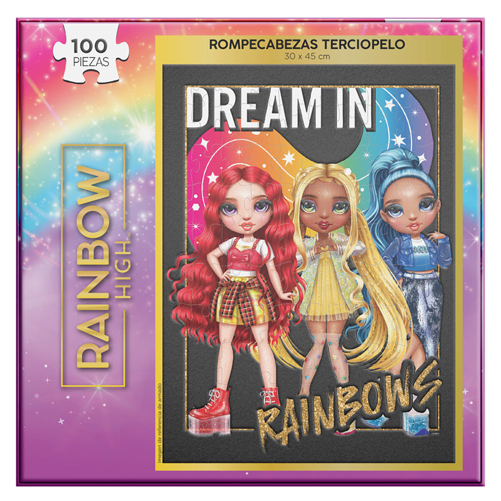 Rompecabezas Especial Aterciopelado Rainbow High 100 Pzs