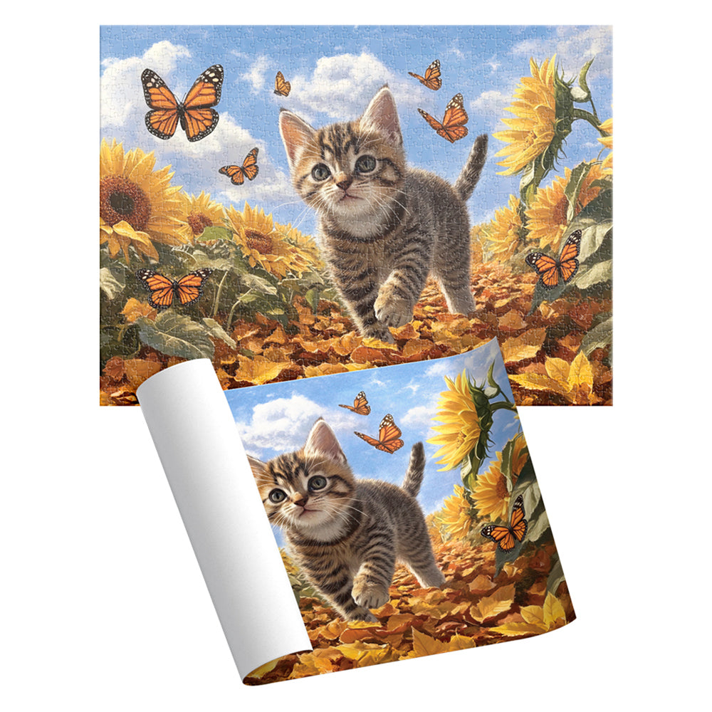 Rompecabezas Gatito Campo De Girasoles 1000 Piezas Clindro