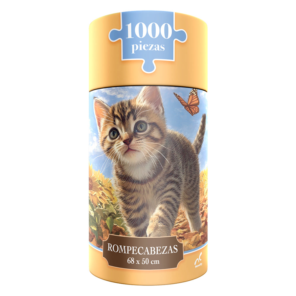 Rompecabezas Gatito Campo De Girasoles 1000 Piezas Clindro