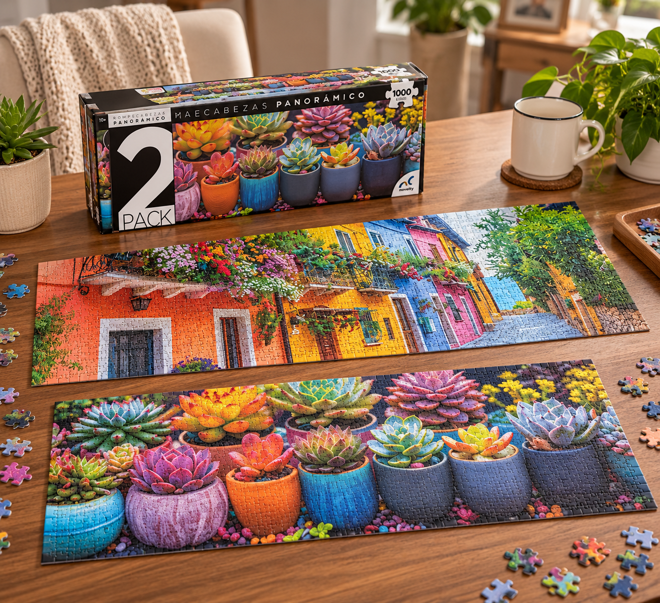 Rompecabezas Novelty Panorámico Suculentas 2 Pack 1000 Piezas