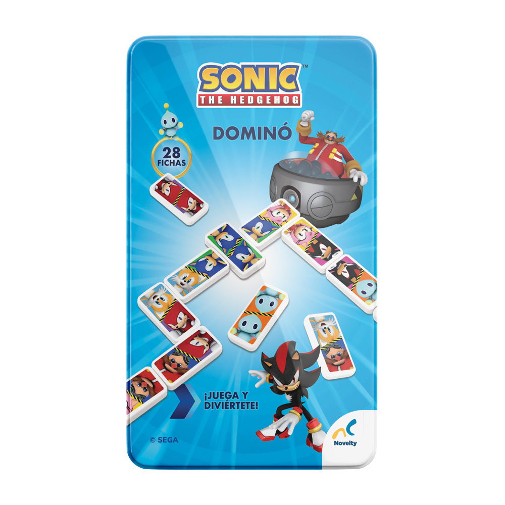 Dominó Infantil Sonic en caja metálica 28 fichas