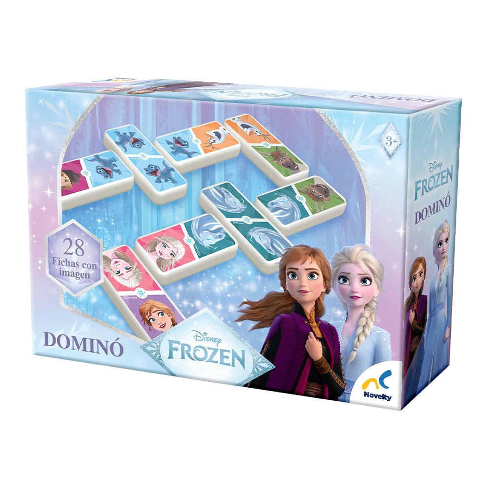 dominó infantil Frozen Disney con 28 fichas de pasta. Juego educativo con Elsa, Anna y Olaf ideal para niños y familia.| Para niños de 4 a 6 años Novelty.