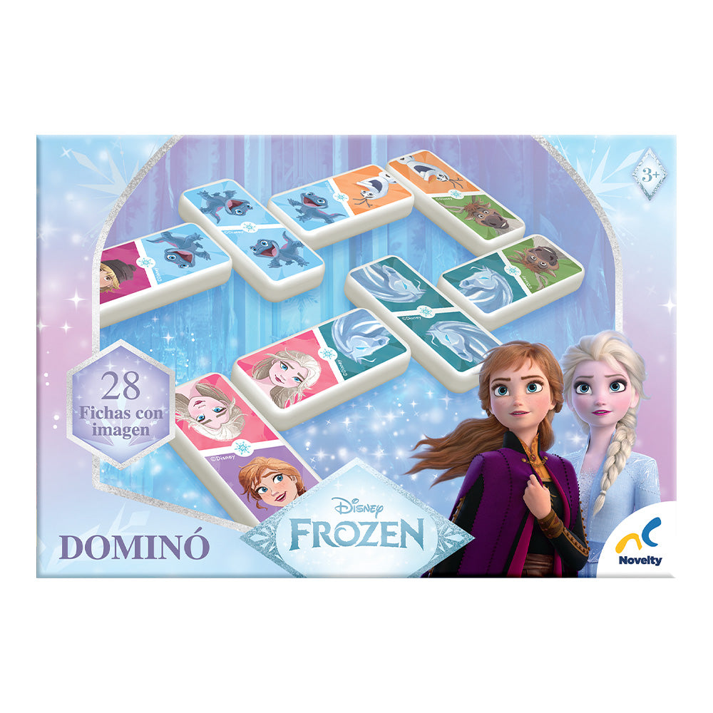 dominó infantil Frozen Disney con 28 fichas de pasta. Juego educativo con Elsa, Anna y Olaf ideal para niños y familia.| Para niños de 4 a 6 años Novelty.