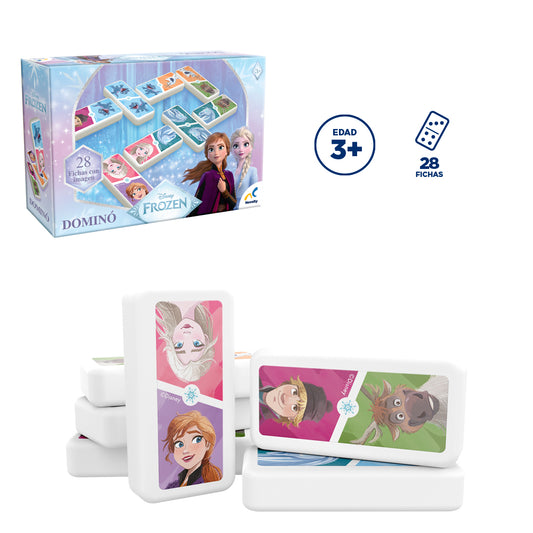dominó infantil Frozen Disney con 28 fichas de pasta. Juego educativo con Elsa, Anna y Olaf ideal para niños y familia.| Para niños de 4 a 6 años Novelty.