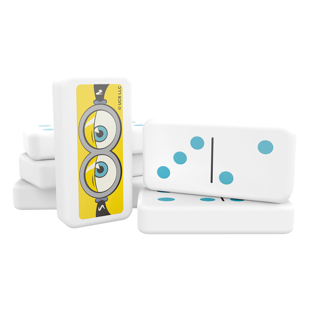 Dominó Tin Minions and Monsters con estuche metálico. Incluye 28 fichas con impresión directa y diseño ideal para niños y fans de Minions.