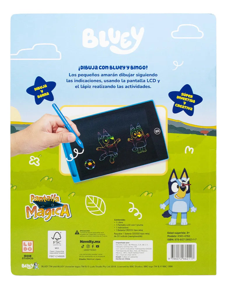 Libro Pantalla Mágica Bluey LCD para Dibujar y Borrar | Juguete Educativo