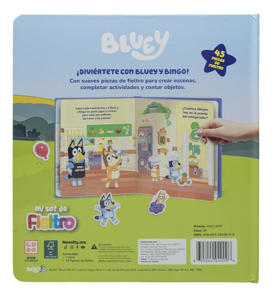 Libro Bluey Sensorial de Fieltro | Libro Educativo Infantil con Piezas