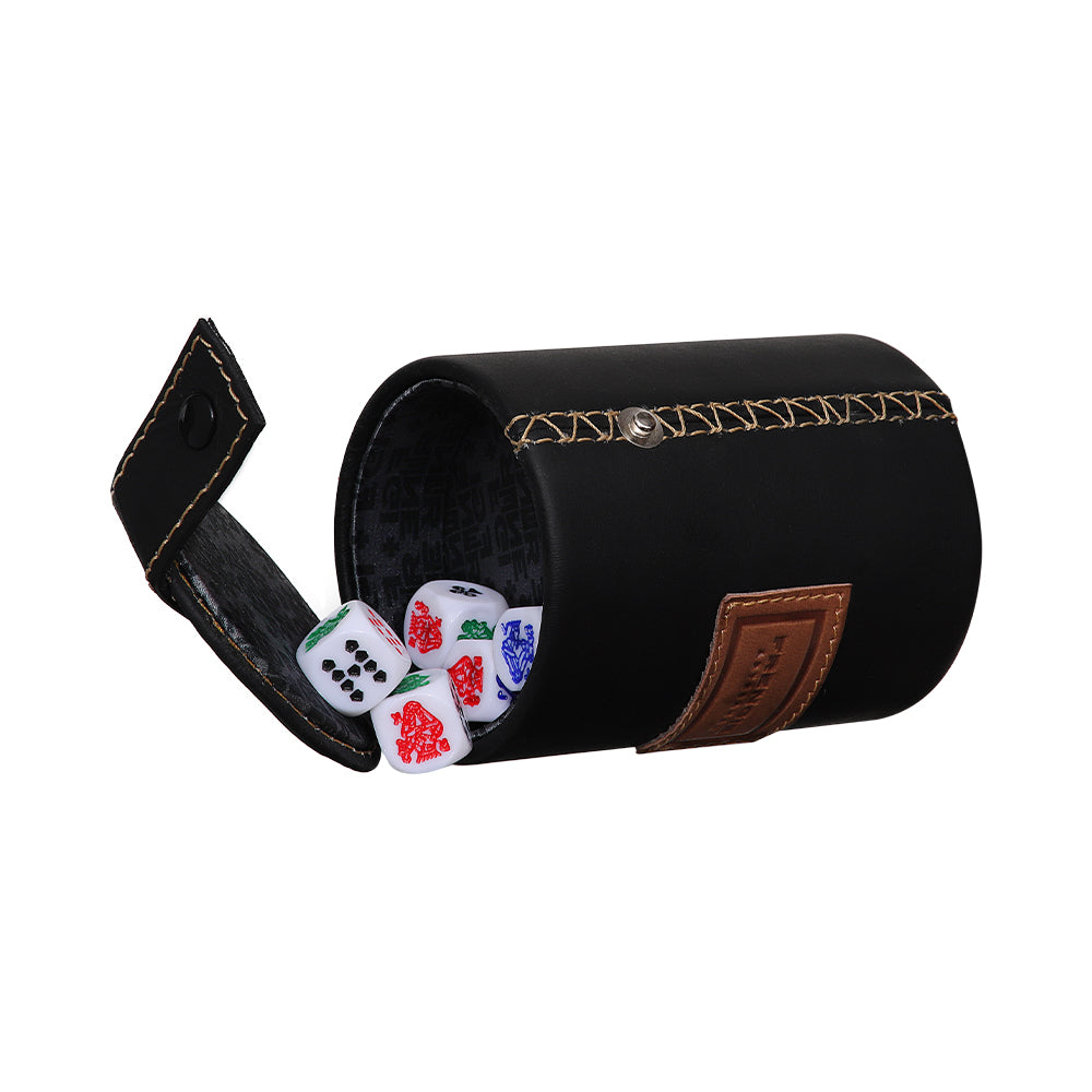 Cubilete Frengie de Piel con Porta Dados