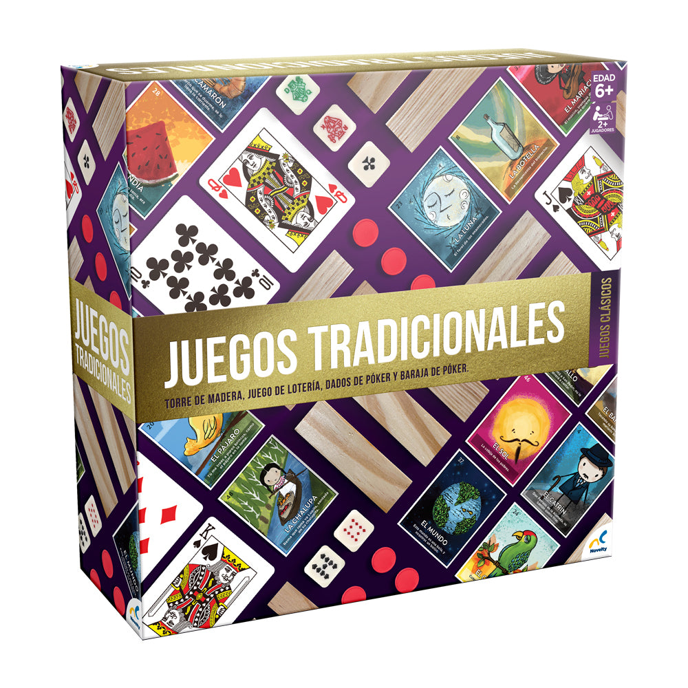 Set 3 Juegos Clásicos Novelty | Lotería, Póker y Torre | Novelty