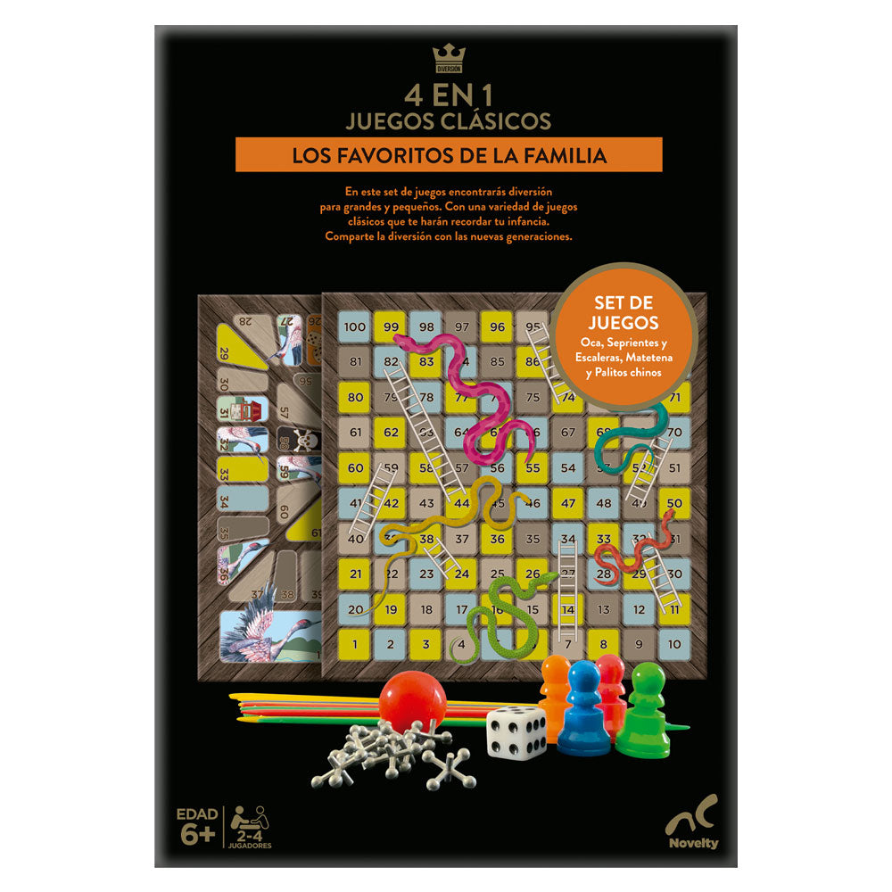 Set de Juegos Clásicos 4 en 1 - Novelty Corp.