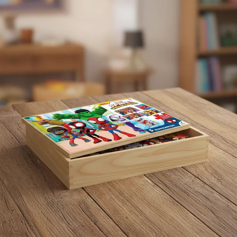 Rompecabezas 5 en 1 Spidey de Madera | Juegos Educativos Marvel para Niños