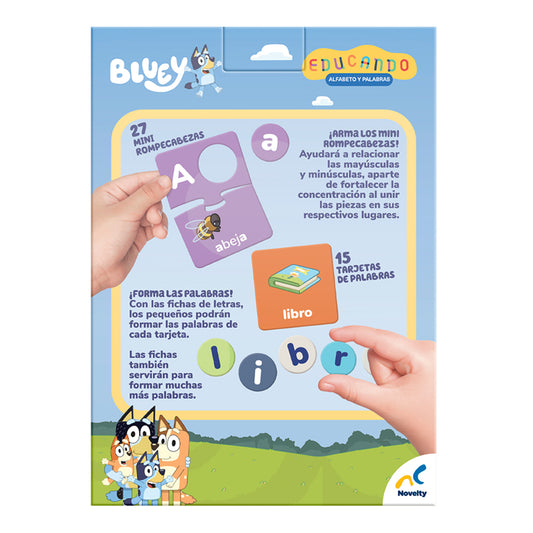 Juego de mesa preescolar educando: Alfabeto y palabras Bluey